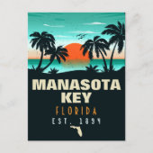 Manasota Key Florida Retro Sunset Souvenirs 60s Briefkaart (Voorkant)