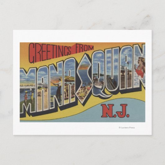 Manasquan, New Jersey - Grote letterscènes Briefkaart (Voorkant)