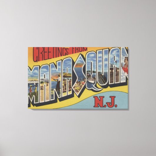 Manasquan, New Jersey - Large Letter Scenes 2 Canvas Afdruk (Voorkant)