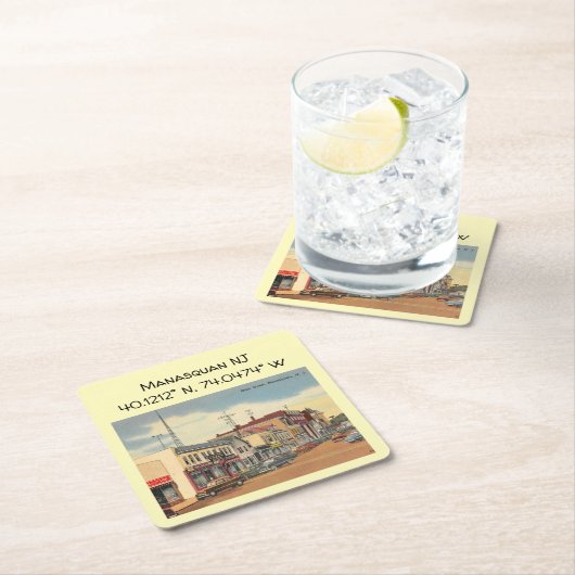 Manasquan NJ coördineert lengtegraad en Latitude Kartonnen Onderzetters (Insitu)