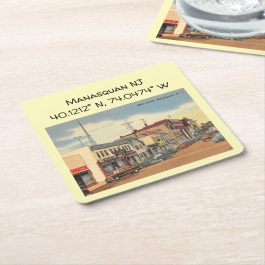 Manasquan NJ coördineert lengtegraad en Latitude Kartonnen Onderzetters (Schuin)