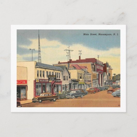 Manasquan NJ, Main St, Briefkaart (Voorkant)