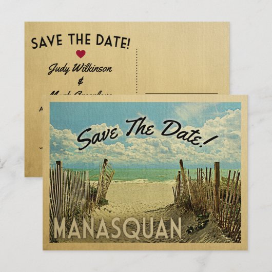 Manasquan Save the Date  Beach Nautical Aankondigingskaart (Voorkant / Achterkant)