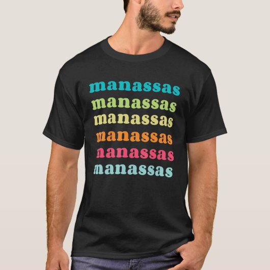 Manassas Virginia VA Colorful Repving Text T-shirt (Voorkant)