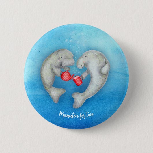 'Manatea for two' schattige thee drink lamatees ba Ronde Button 5,7 Cm (Voorkant)