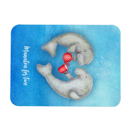 "Manatea for two"-thee drink manatees magnet Magneet (Horizontaal)