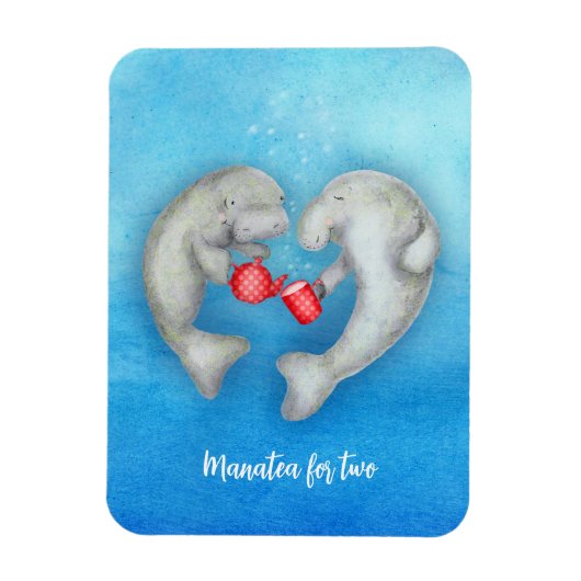 "Manatea for two"-thee drink manatees magnet Magneet (Verticaal)