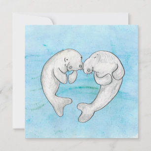 Manateboarden in de liefdesflat-card kaart