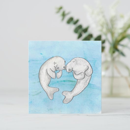 Manateboarden in de liefdesflat-card kaart (Staand voorkant)