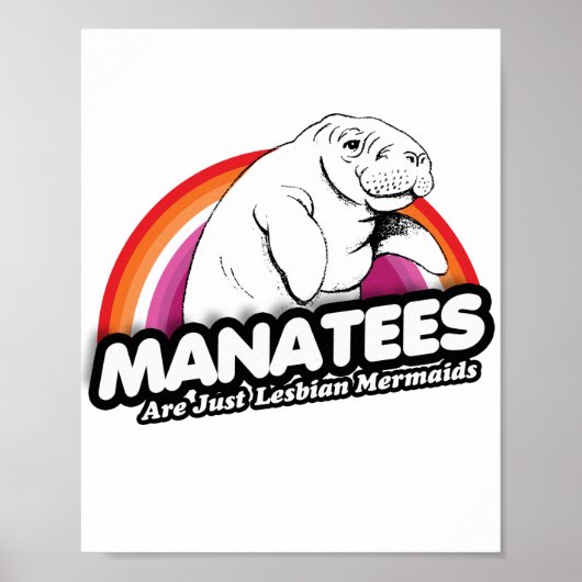 Manateboarden zijn maar lesbische zeemeerminnen poster (Voorkant)