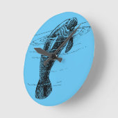 Manatee acrylmuurklok ronde klok (Hoek)