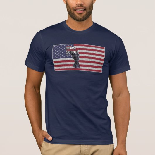 Manatee American Flag op Navy Blue T-shirt (Voorkant)