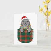 Manatee Buffalo Plaid Green Red White Cket Christm Kaart (Gele Bloem)