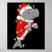 Manatee Christmas Lights Santa Costume Cute Animal Poster (Voorkant)