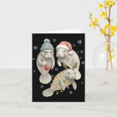Manatee Christmas Manatee Santa Reindeer Lights Wo Kaart (Gele Bloem)