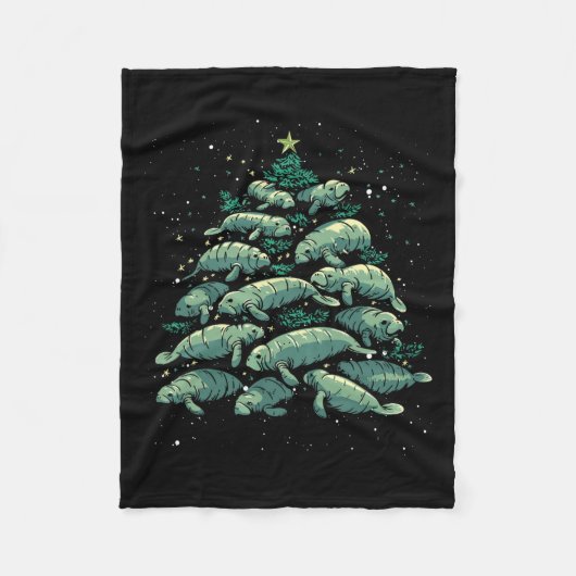 Manatee Christmas Tree Manatee Xmas Boys &amp; Wom Fleece Deken (Voorkant)