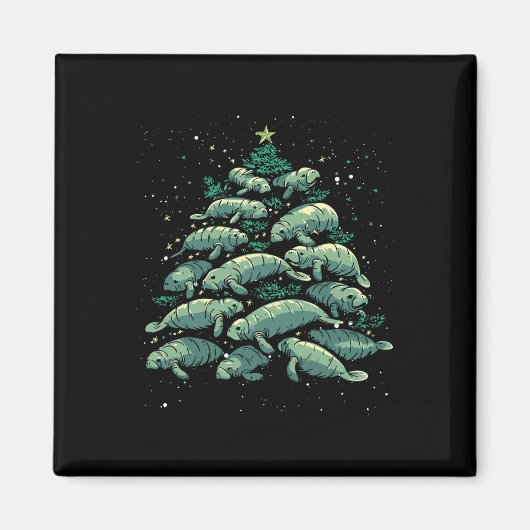 Manatee Christmas Tree Manatee Xmas Boys &amp; Wom Magneet (Voorkant)
