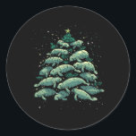 Manatee Christmas Tree Manatee Xmas Boys &amp; Wom Ronde Sticker<br><div class="desc">Manatee Christmas Tree Manatee Xmas Boys & Vrouwen</div>
