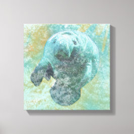 Manatee Coastal Living Painting Canvas Afdruk