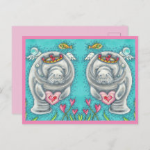 MANATEE CUPID, BUBBLES & HEARTS COLORFUL VALENTIJN