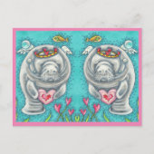 MANATEE CUPID, BUBBLES & HEARTS COLORFUL VALENTIJN FEESTDAGENKAART (Voorkant)