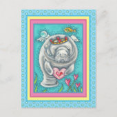 MANATEE CUPID, BUBBLES & HEARTS COLORFUL VALENTIJN FEESTDAGENKAART (Voorkant)