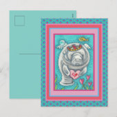 MANATEE CUPID, BUBBLES & HEARTS COLORFUL VALENTIJN FEESTDAGENKAART (Voorkant / Achterkant)