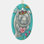 MANATEE CUPID, BUBBLES & HEARTS COLORFUL VALENTIJN KERAMISCH ORNAMENT (Rechts)