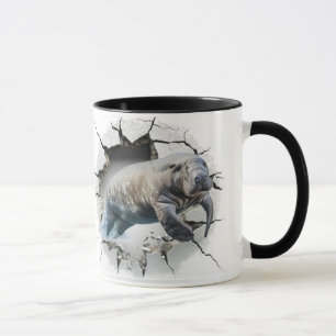 Manatee die door de muur breekt mok