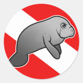 Manatee Dive Flag Ronde Sticker (Voorkant)