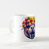 Manatee Dream: Tropical Flower Crown T-shirt Koffiemok (Voorkant links)