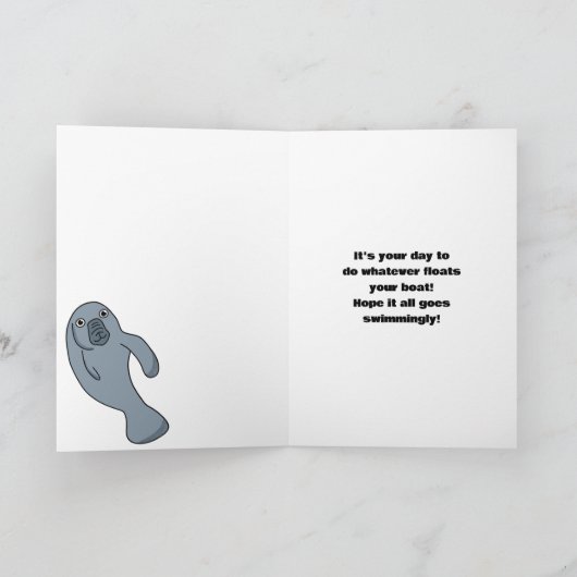 Manatee en ballonnen aangepaste verjaardag kaart (Binnen)