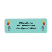 Manatee en ballonnen aangepaste verjaardagsfeestje etiket (Voorkant)