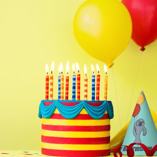 Manatee en ballonnen aangepaste verjaardagsfeestje feesthoedjes