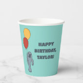 Manatee en ballonnen aangepaste verjaardagsfeestje papieren bekers (Voorkant)