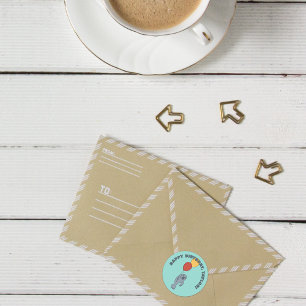 Manatee en ballonnen aangepaste verjaardagsfeestje ronde sticker