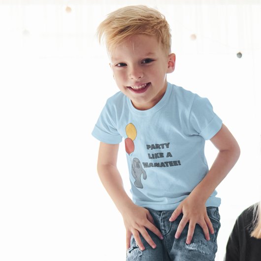 Manatee en ballonnen aangepaste verjaardagsfeestje t-shirt