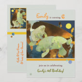 Manatee Family Kids Birthday Party Kaart (Voorkant / Achterkant)