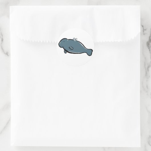 manatee fee ronde sticker (Tas)