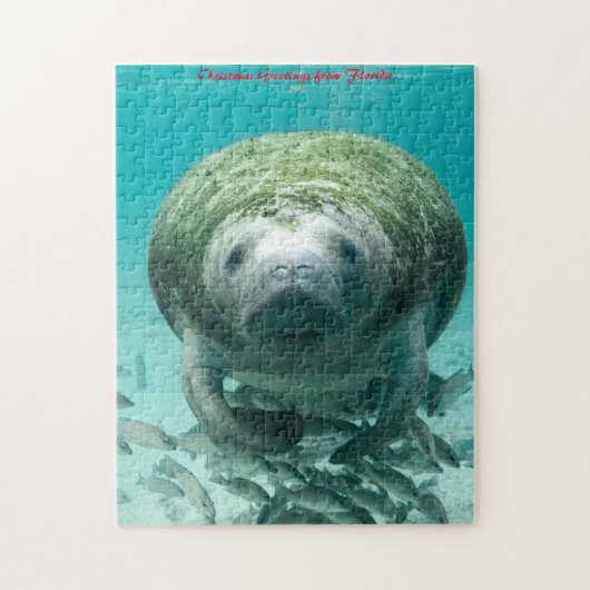 Manatee Florida. Kerstgroeten Legpuzzel (Verticaal)