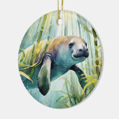 Manatee Florida Waterverf Keramisch Ornament (Links)