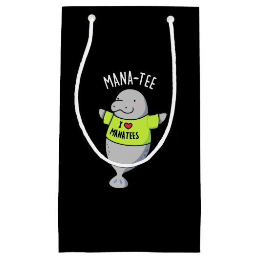 Manatee Funny Animal Pun Dark BG Klein Cadeauzakje (Voorkant)