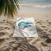 Manatee in blauwe en groene waterverf bad handdoek