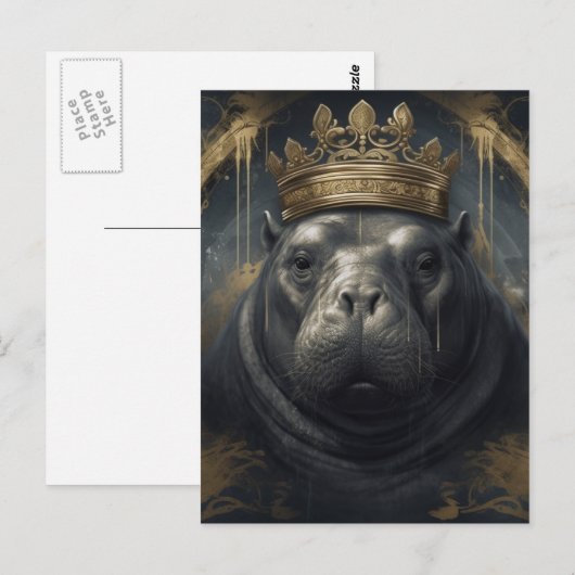 Manatee in een kroon briefkaart (Voorkant / Achterkant)