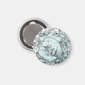 Manatee in Fancy Lijst Magneet (Voorkant / Achterkant)