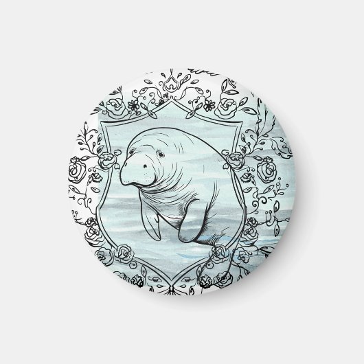 Manatee in Fancy Lijst Magneet (Voorkant)