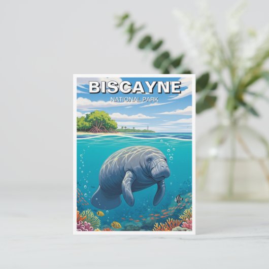 Manatee in het Biscayne National Park Briefkaart (Staand voorkant)