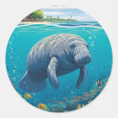 Manatee in het Biscayne National Park Ronde Sticker (Voorkant)