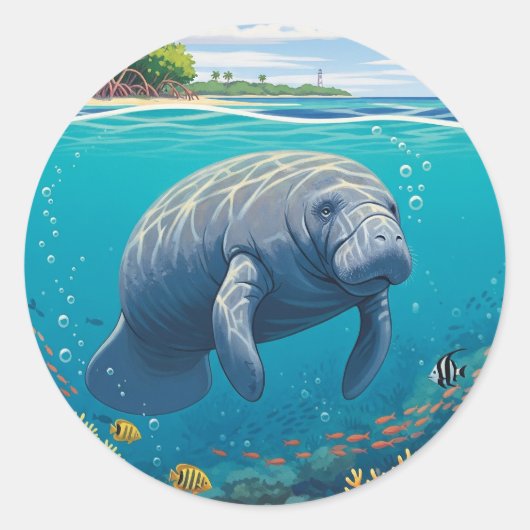 Manatee in het Biscayne National Park Ronde Sticker (Voorkant)