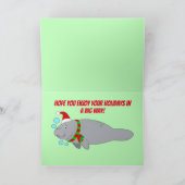 Manatee in Santa Hat en Sjaal Seizoen Groeten Feestdagen Kaart (Binnen)